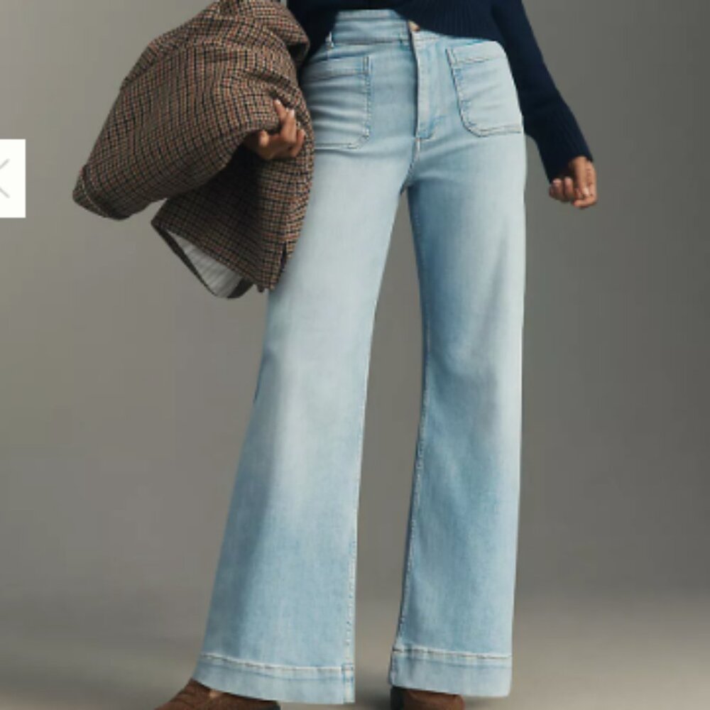 The Colette Full-Length Wide-Leg Jeans by Maeve in Light Denim | 33x29